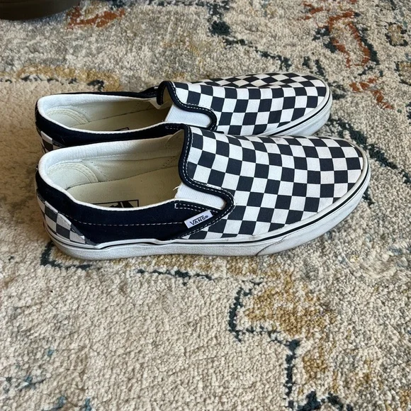 Vans Dark Blue and White Checkerboard Slip-Ons - Picture 3 of 5